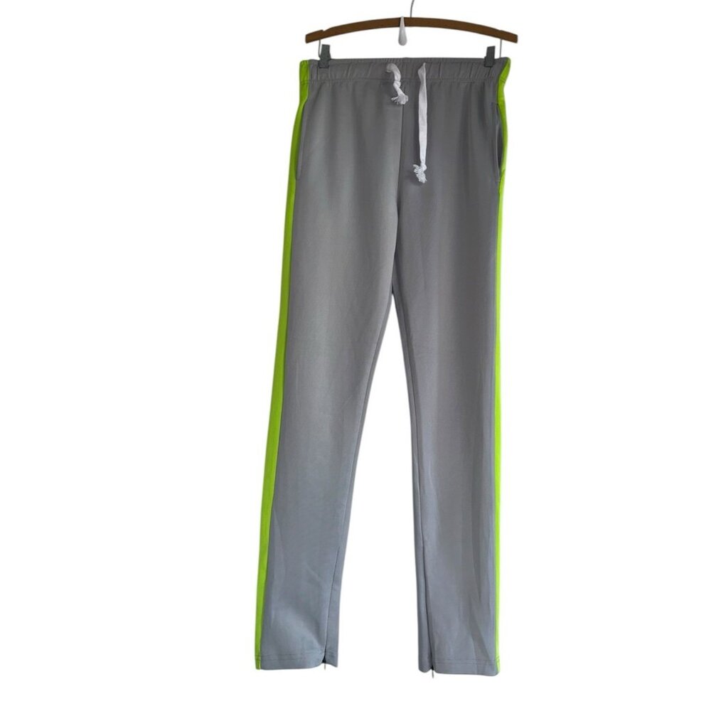Weiv Los Angeles Track Pants Men's M Gray Green Side Striped Ankle Zip